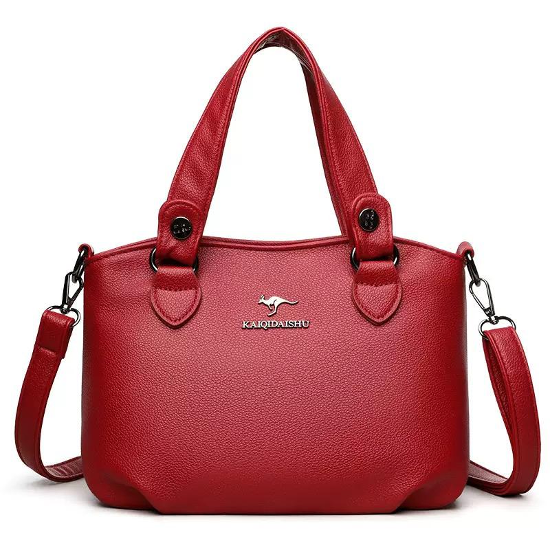 KAIQIDAISHU Women's Leather Top-Handle Crossbody Bag - Red